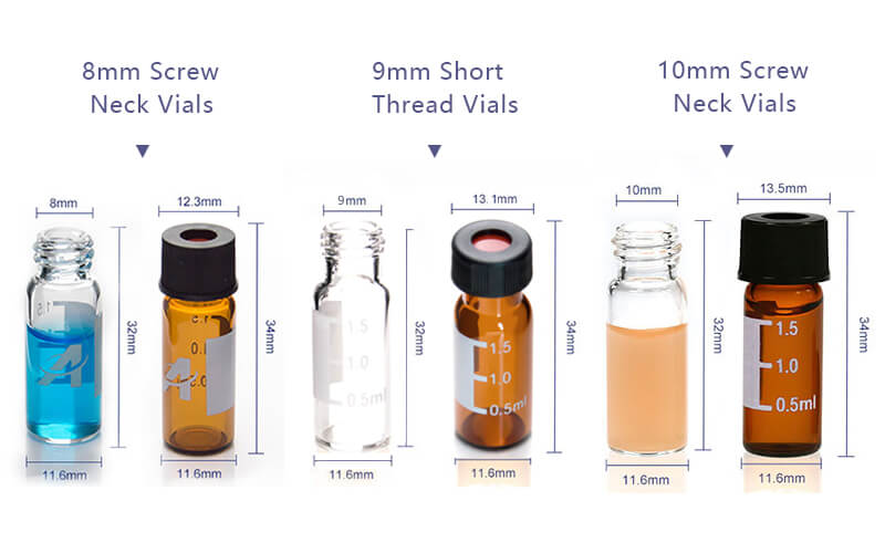 8mm, 9mm, 10mm Chromatography Vials